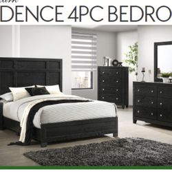 4- Pc Bedroom set Dresser,Mirror  Nightstand (1) Queen size bed frame  Not including Mattress and Box Sp