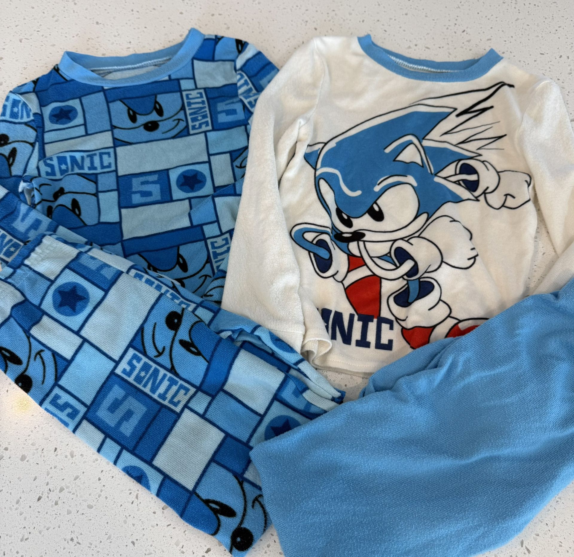 2 Sets Sonic The Hedgehog Boys Girls 2 Piece Blue Long Sleeve Pajama Size 6 Soft