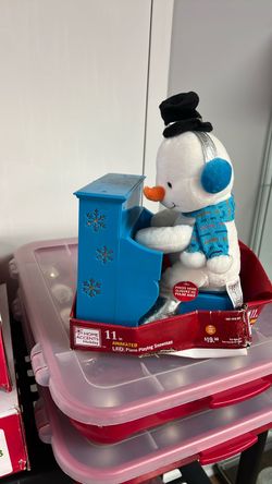 Animated LED Piano Playing Snowman 11in
