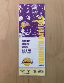 Los Angeles Lakers vs. Toronto Raptors Ticket Stub - Kobe Bryant 81 Point Game