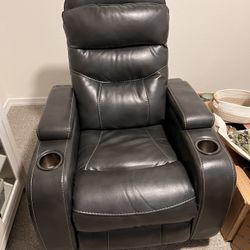 Grey Leather Recliner 