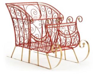 Red and gold Metal Christmas Sled