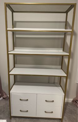 Wooden and metal cabinet with shelves