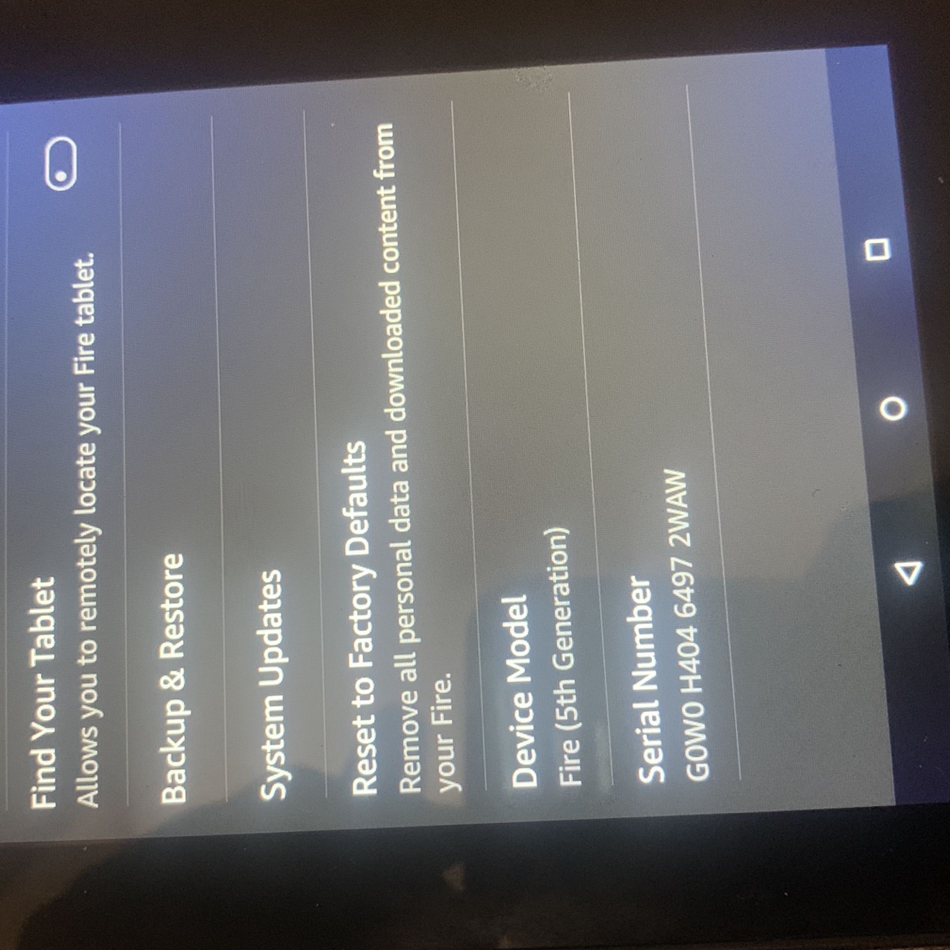 Amazon Fire Tablet 5th Generation 