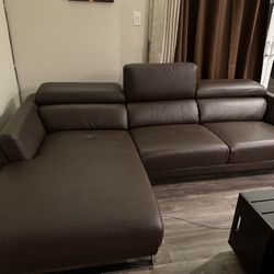 Divani Casa doss Modern Brown Eco Leather Sectional Sofa With Chaise