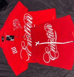 Mixed emotions red matching Cupid set Top M shorts S