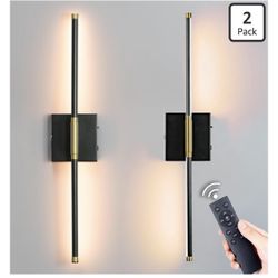 Battery Operated Wall Sconce Set of 2,Wireless Magnetic Wall Light with 3 Color Lighting,Remote Control Touch Button,Metal Wall Lamp for Bedroom,Livin