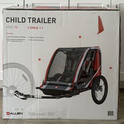 BRAND NEW - NEVER OPENED BOX - NEVER USED - Allen Sports Deluxe 2-Child Bike Trailer up to 50 lbs each, Model T2, color Red.  Max weight 100 lbs.