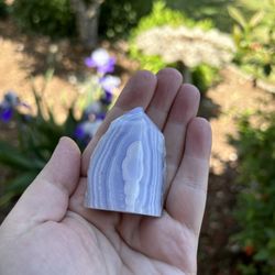 Blue Lace Agate Mini Tower Freeform  Raw Edge On Back