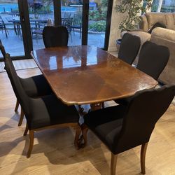 adjustable Dining room set with six matching chairs all real wood