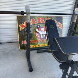 Gold's Gym XRS 20 Adjustable Bench, rack cap 45Lb Olympic barbell 7ft $180