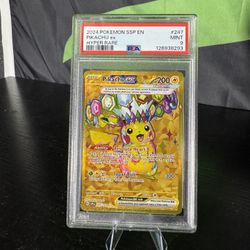 POKEMON 2024 SURGING SPARKS PIKACHU EX GOLD HYPER RARE 247 PSA 9