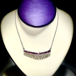 Pink Sapphire Bar Necklace 