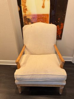 Upholstered Armchair with Wood Frame