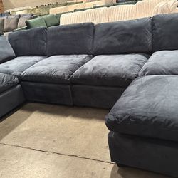 Blue Velvet Cloud Couch