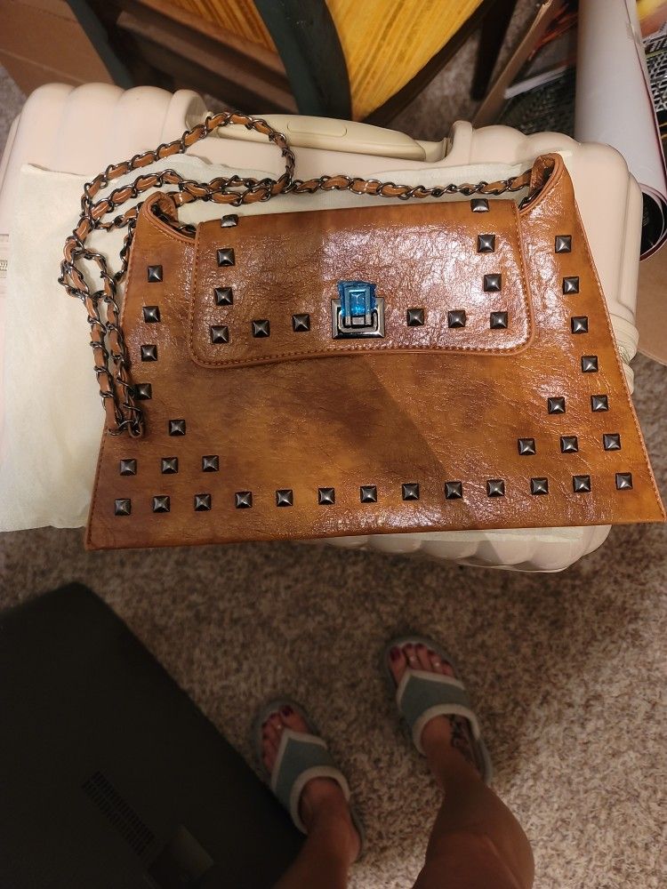 New Brown Studded Purse