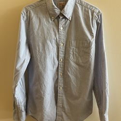 J.Crew Broken-In Cotton Oxford Shirt White Blue University Stripe Size Small Slim