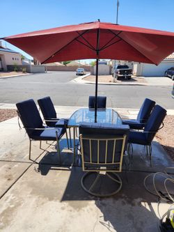 7 piece glass patio set