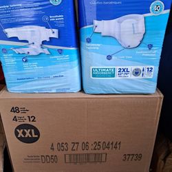 ADULT DIAPERS / BRIEFS With TABS - Size: XXL / 2 XL Only!