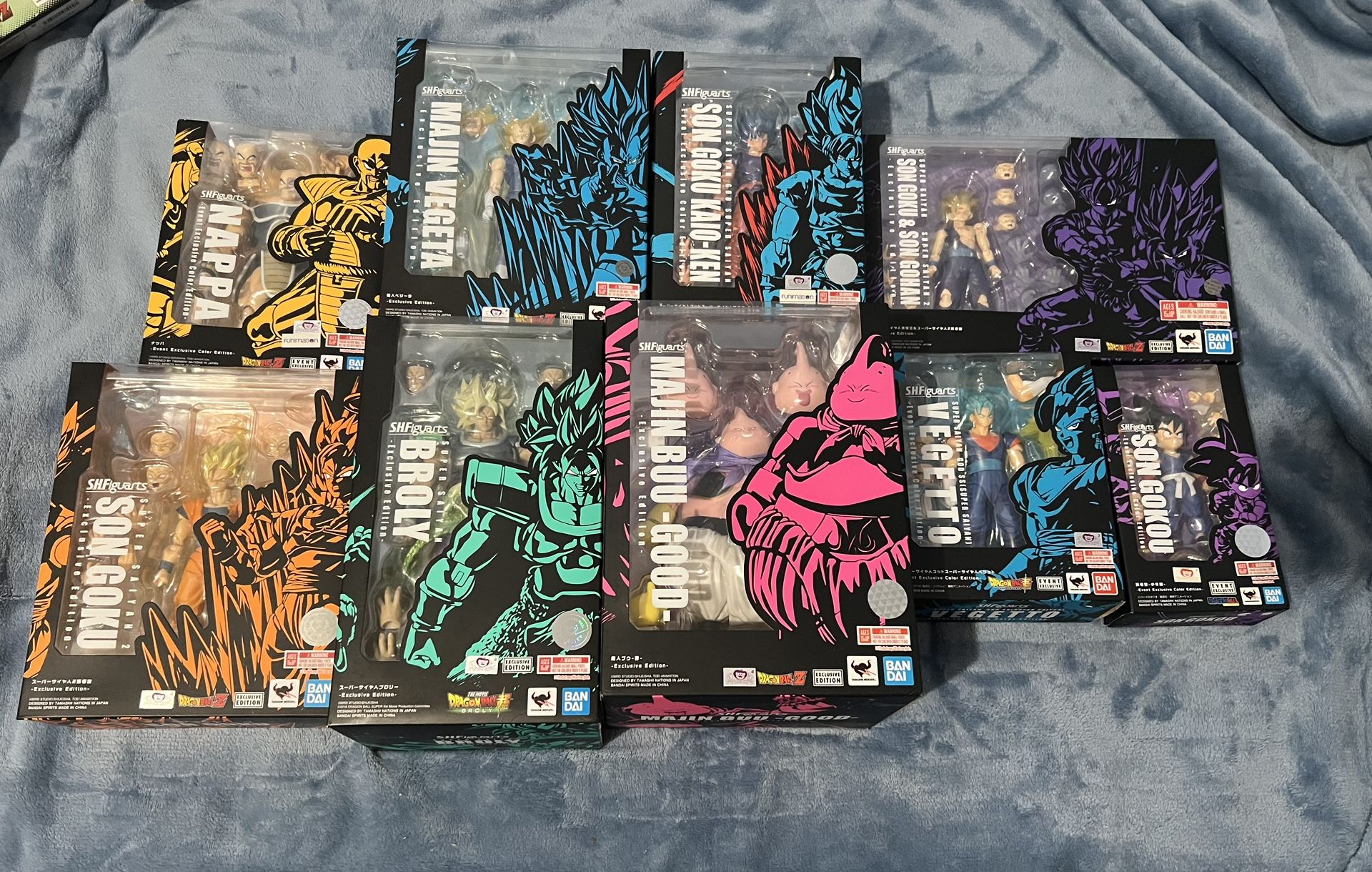 SH Figuarts Dragón ball Z nappa, vegeta, goku, gohan, vegito, buu and broly action figures