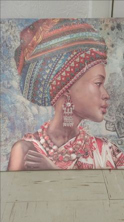 Set of 2 African Woman Portrait Canvas Wall Art