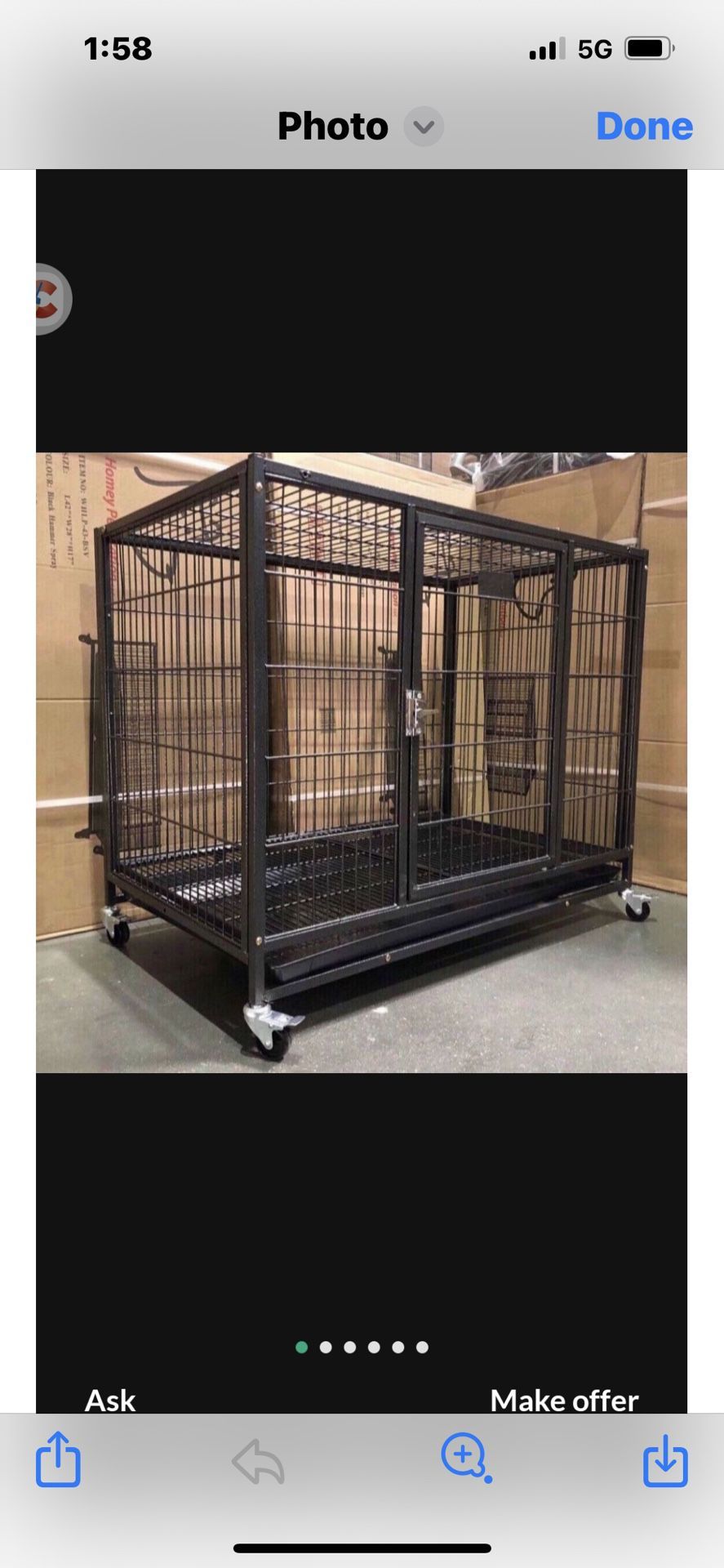 HEAVY DUTY DOG CRATE 37" 37L×23W×30H Kennel Anti Rust Pet Playpen With Tray Pan And Black Wheels