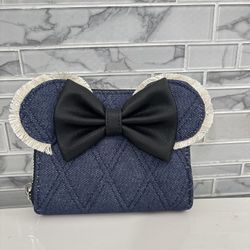 Loungefly Disney Minnie Mouse Denim Quilted Wallet