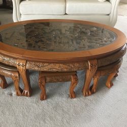 Oriental Coffee Table (Handcarved Teak) 