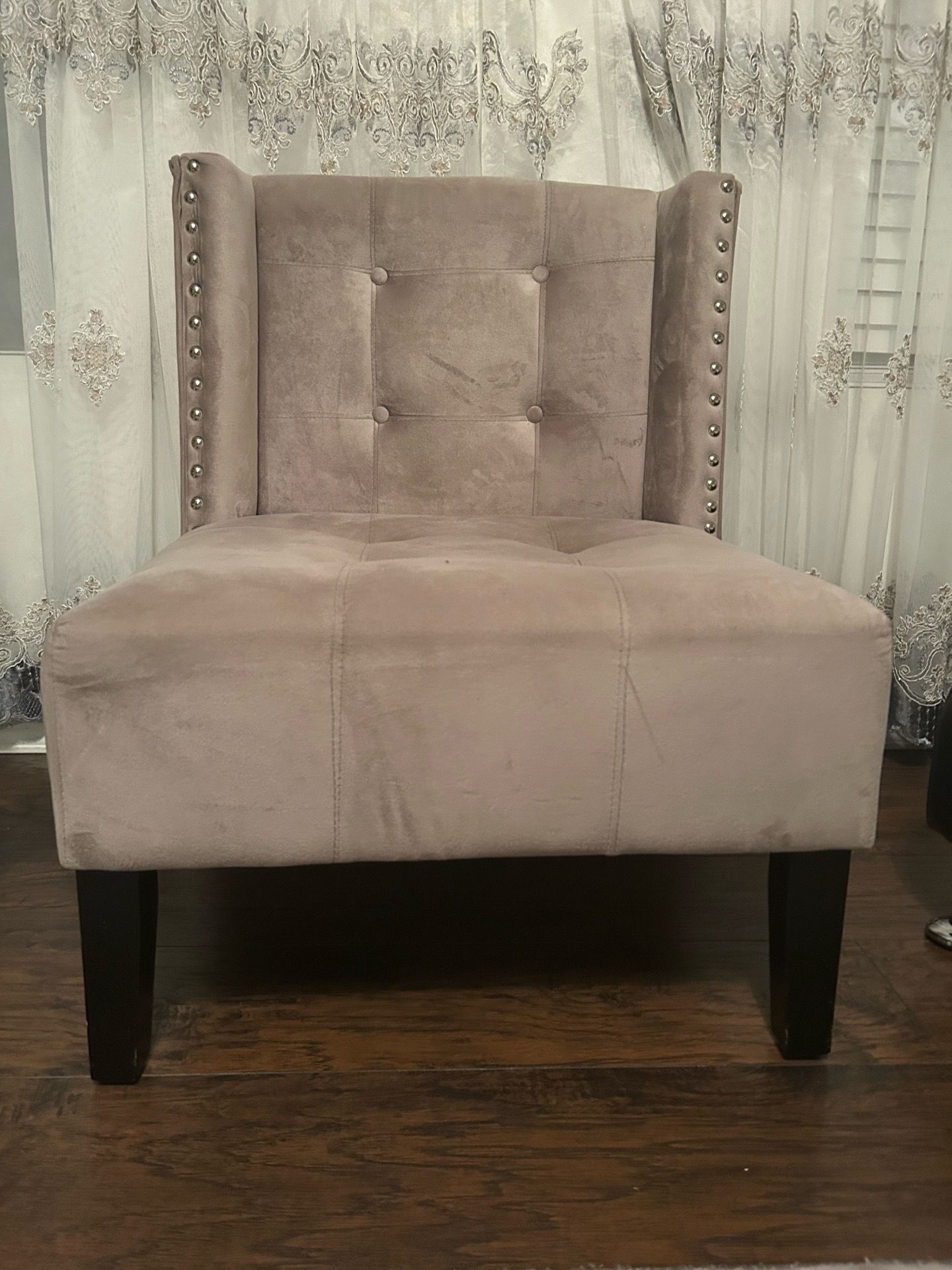 Velvet armless accent chair