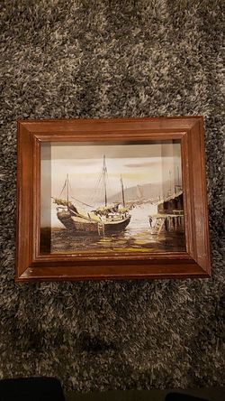 CHINESE JUNK SHIP PAINTING SIGNED