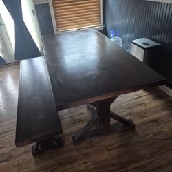 Solid  Wood  Dining  Table  And  One Bench  Very  Good  Quality  Normal  Use Condition 