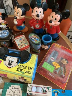 box Of Vintage Disney Mickey Memorabilia Sealed Stuff 