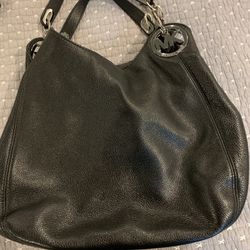 michael kors black fulton large leather hobo shoulder bag