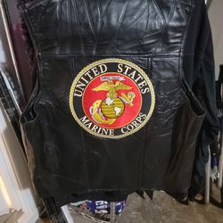 Leather Vest W/USMC EGA