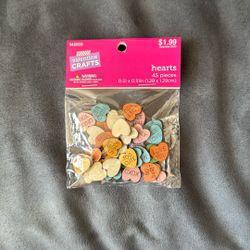 New Valentine Crafts Mini Wooden Conversation Hearts 45 Pieces Art