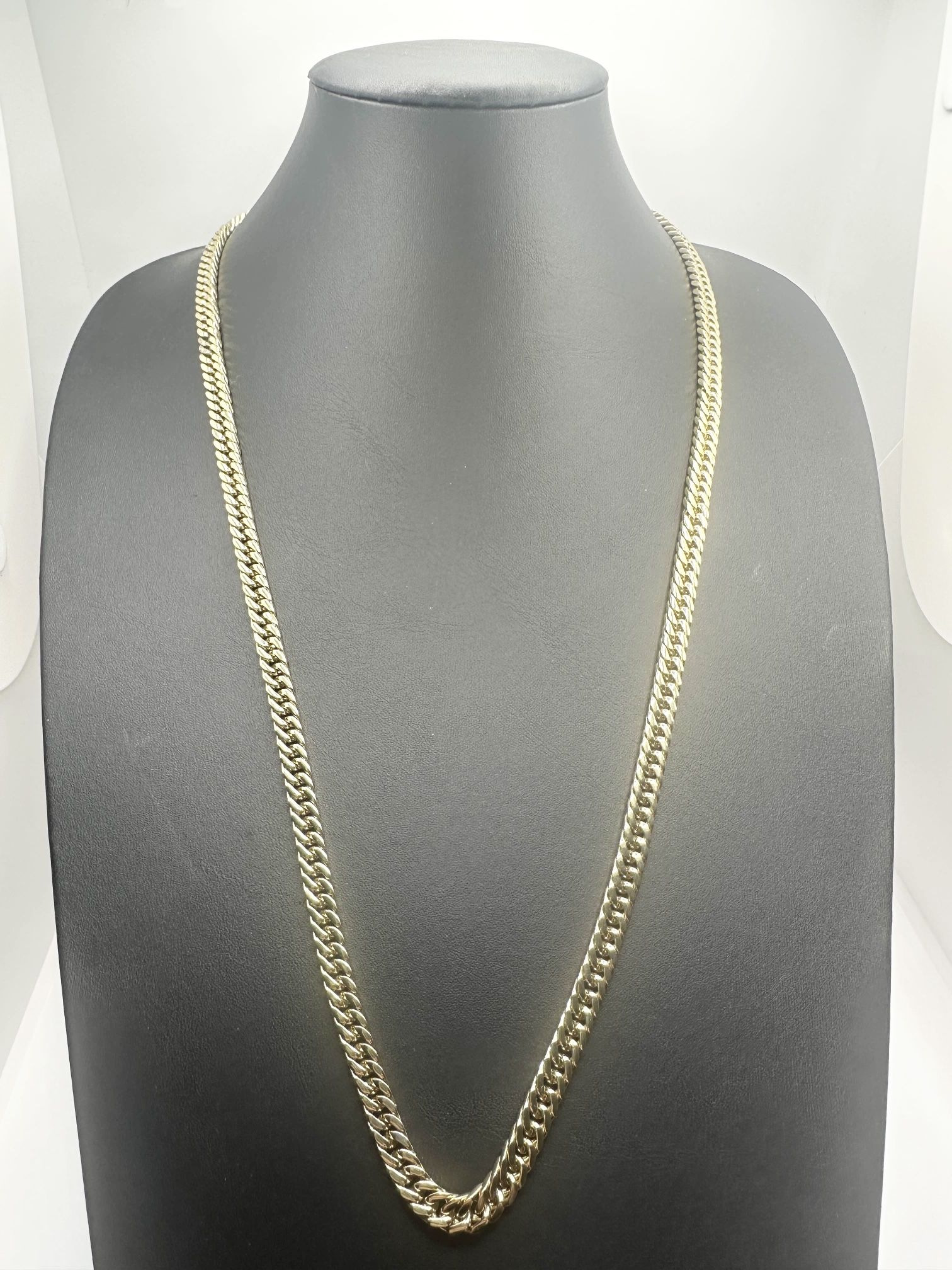 14kt Yellow Gold Stainless Steel Vintage Filled Curb Link Cuban Styled Chain 30 Inches Sturdy Hook Clasp 