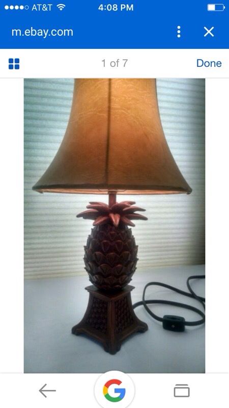 Cheyenne pineapple lamp, eBay selling for $35 plus $15 shipping. You can have it for $18