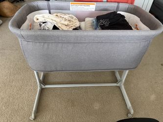 Gray Baby Bassinet with Stand
