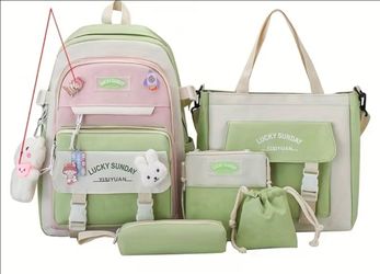 🧚‍♀️ NEW 5pcs Backpack, Tote Bag, Pencil Case, Casual Crossbody Bag,  Shoulder Bag