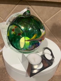 NEW Hand Blown Friendship Art Glass Hanging Night Light w/Candle