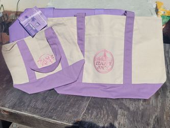 Trader Joes Lavender Color Tote Bag set
