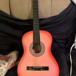 Acoustic Pink Beginner Guitar 38” 