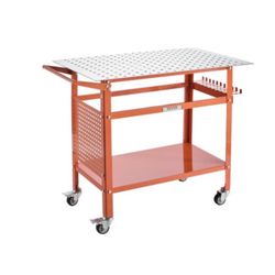VEVOR Welding Table, 40" x 24" Welding Workbench Table with 800LBS Static Weight Capacity, Movable Steel Work Bench with 4 Wheels (2 with Brake), Doub