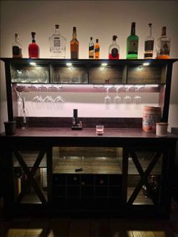 Coffee/Wine Bar Cabinet with Smart Lighting, USB, and Electrical Ports