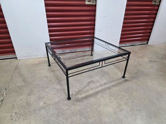 Modern Wrought Iron & Glass Square Coffee Table
