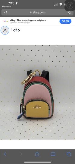 Coach Colorblock Leather Baby Backpack Key Fob NWT 
