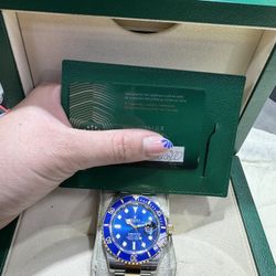 Men’s Watch 18k Rolex Submariner 126613 Silver And Gold  Blue Bezel 