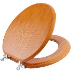 Angel Shield Durable Wood Veneer Natural Toilet Seat 
