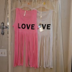 NWT 2 Cute Tank Tops With Fringe On Bottom