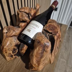  Wood  Carved Wine Bottle Holder